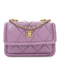 Shiny Lambskin Quilted Extra Mini Flap Purple