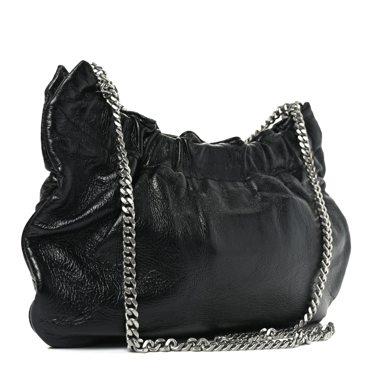 Calfskin Pac Ruched Hobo Black