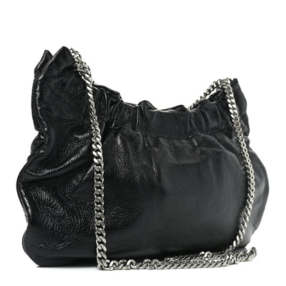 Calfskin Pac Ruched Hobo Black