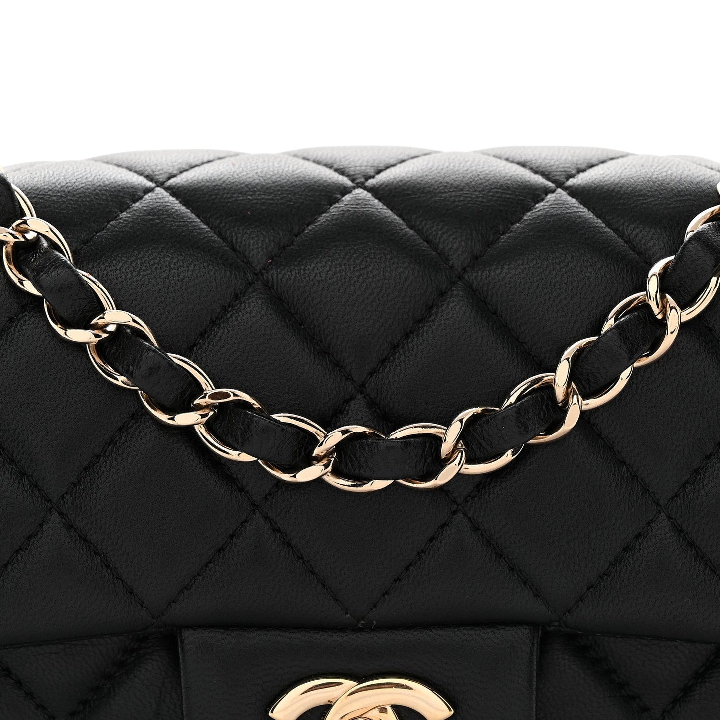 Lambskin Quilted Mini Rectangular Flap Black