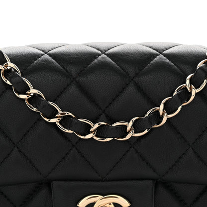 Lambskin Quilted Mini Rectangular Flap Black