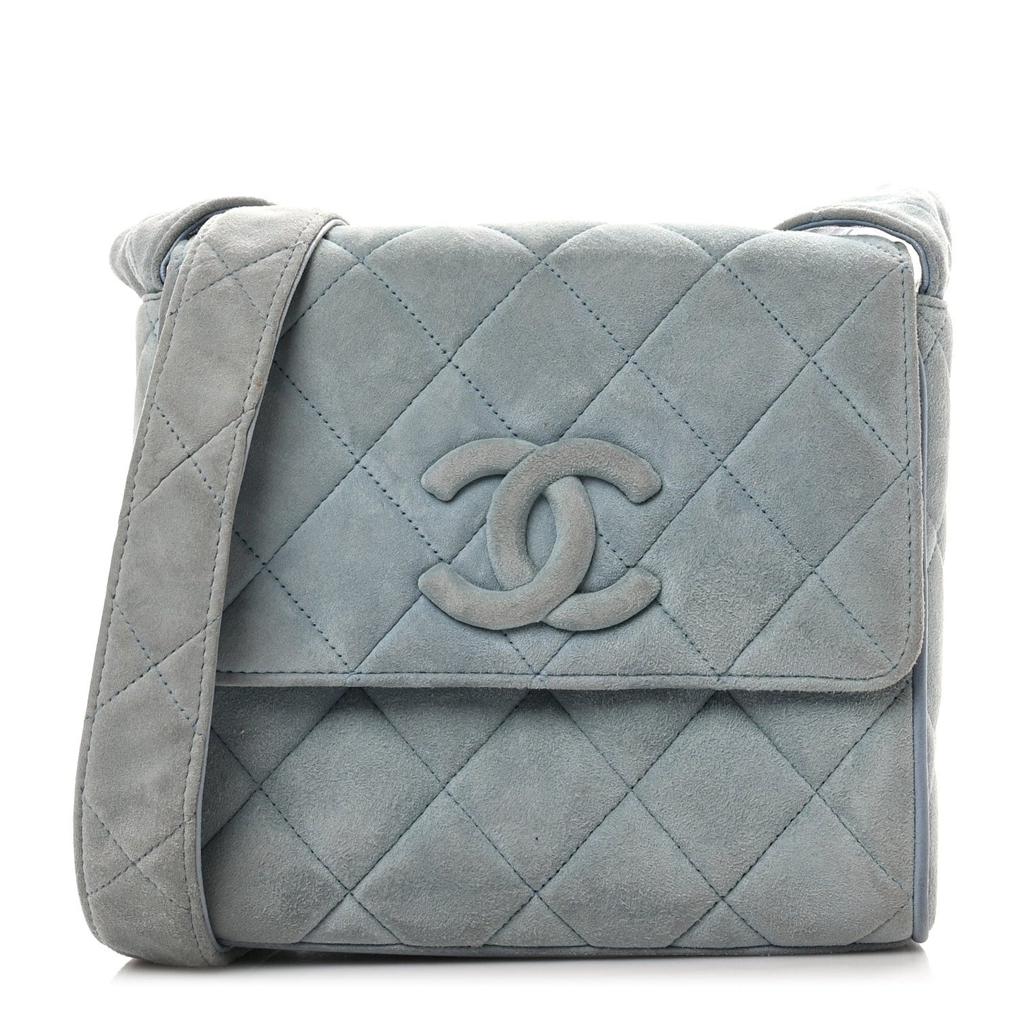 Suede Small Messenger Flap Light Blue
