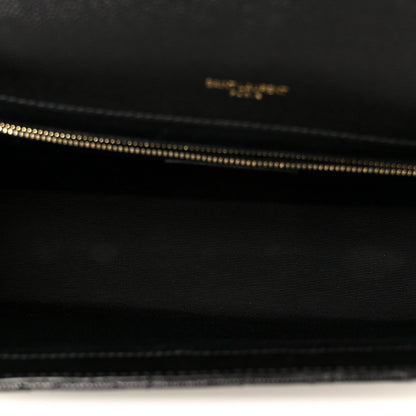 Grain De Poudre Textured Mixed Matelasse Large Triquilt Monogram Satchel Black