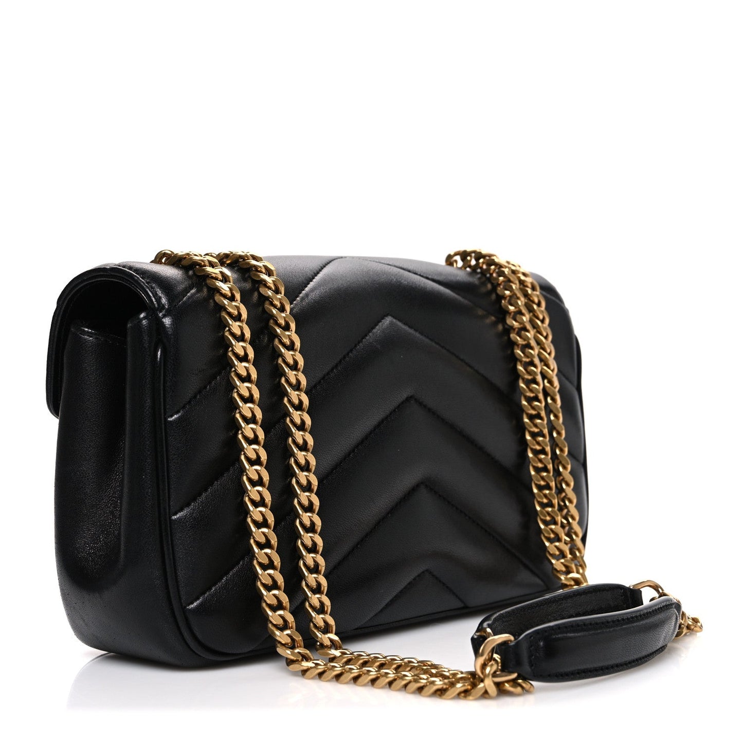 Lambskin Chevron Quilted Small Loulou Black