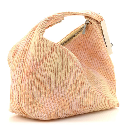 Canvas Knitted Check Mini Peg Duffle Bag Sherbert