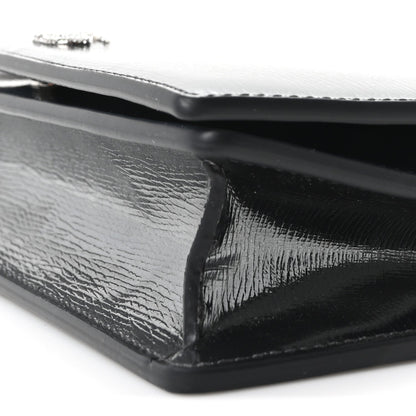 Textured Patent Bi-color GG Marmont Wallet on Chain  Silver Blue