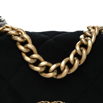 Velvet Quilted Medium Chanel 19 Flap Black