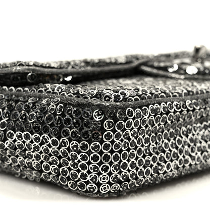 Sequin East West Flap Dark Silver