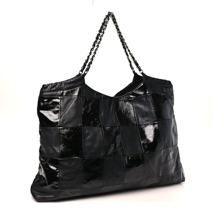 Patent Patchwork Large Brooklyn Tote Black