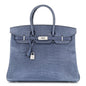 Matte Porosus Crocodile 18K White Gold Diamond Birkin 35 Bleu Brighton