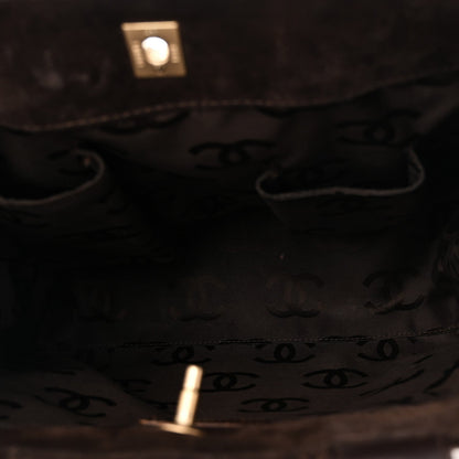 Suede Quilted Shopping Tote Brown