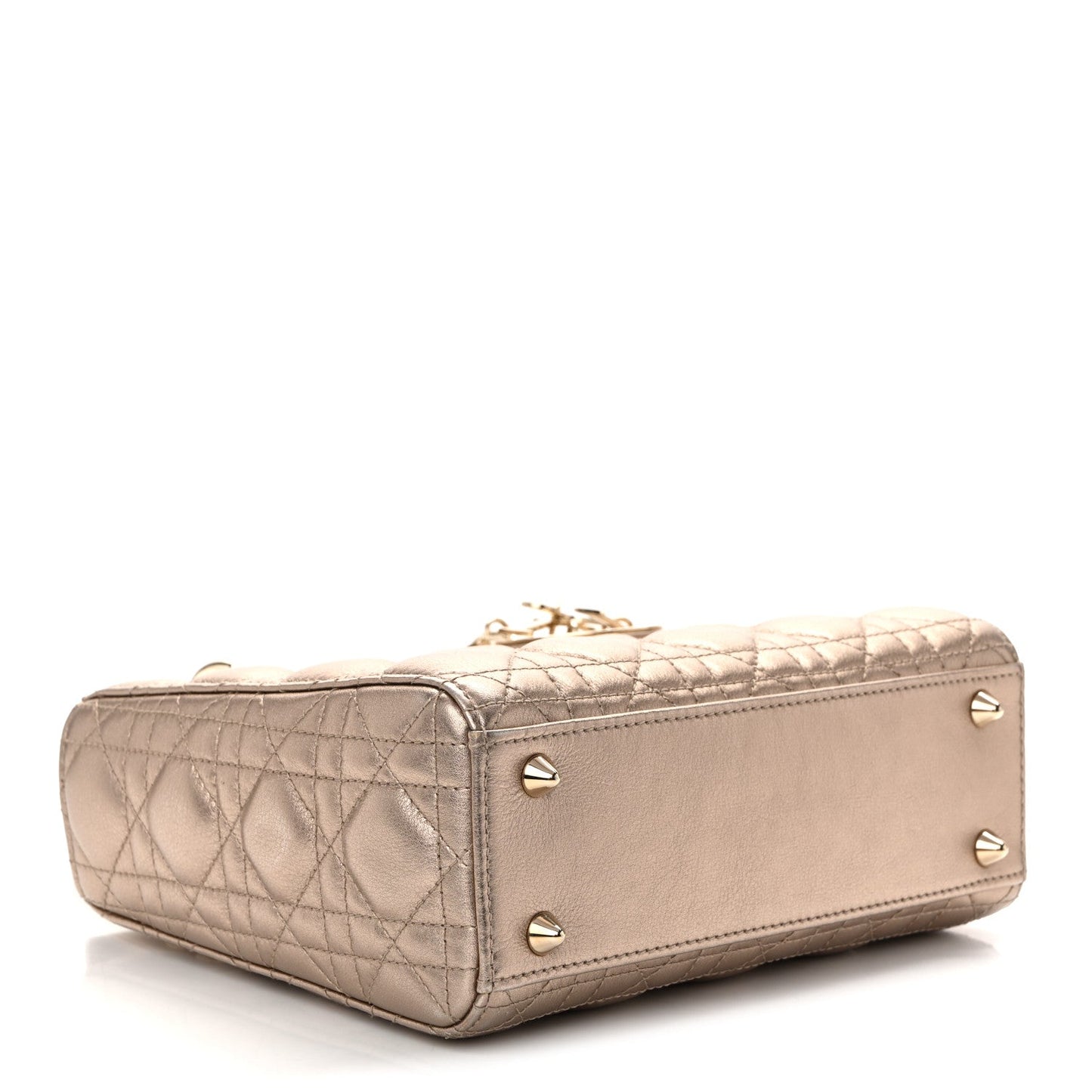 Metallic Lambskin Cannage Small My ABCDior Lady Dior Gold