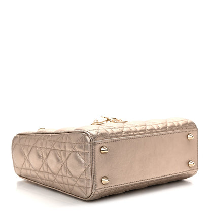 Metallic Lambskin Cannage Small My ABCDior Lady Dior Gold