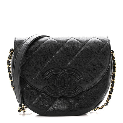 Caviar Quilted Small Messenger Flap Black