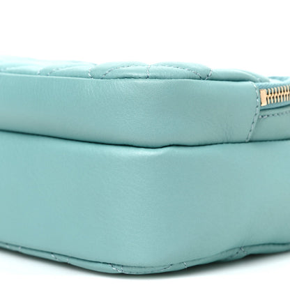 Calfskin Quilted Day Trips Camera Case Turquoise