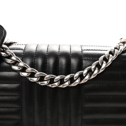 Soft Calfskin Impunture Diagramme Large Chain Flap Shoulder Bag Black