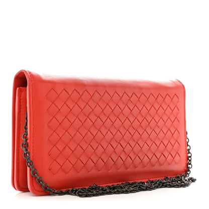 Nappa Intrecciato Continental Wallet on Chain Red
