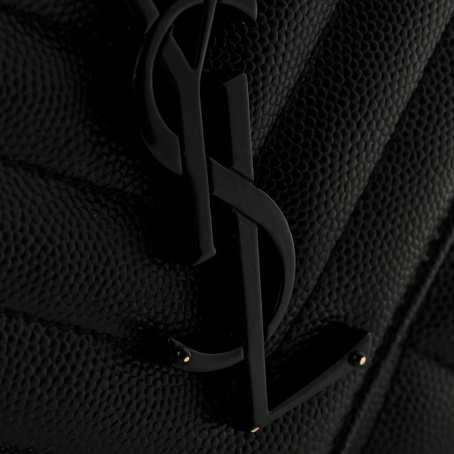 Grain De Poudre Textured Mixed Matelasse Triquilt Medium Monogram Monochrome Satchel Black