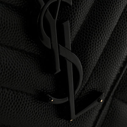 Grain De Poudre Textured Mixed Matelasse Triquilt Medium Monogram Monochrome Satchel Black