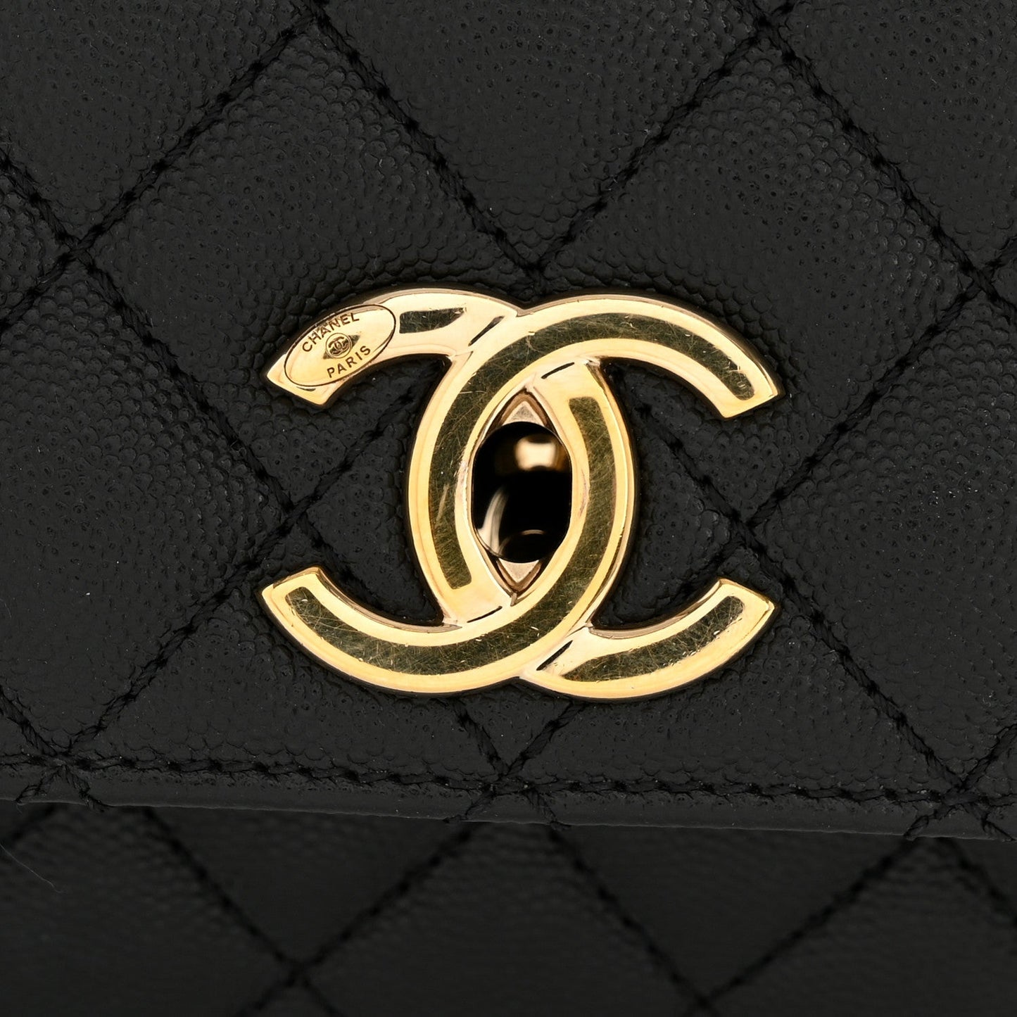 Caviar Quilted Small Coco Handle Flap Black