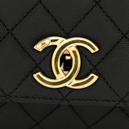 Caviar Quilted Small Coco Handle Flap Black