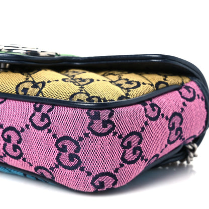 Monogram Multicolor Matelasse Diagonal Super Mini GG Marmont Shoulder Bag Green Blue Yellow Light Blue Pink