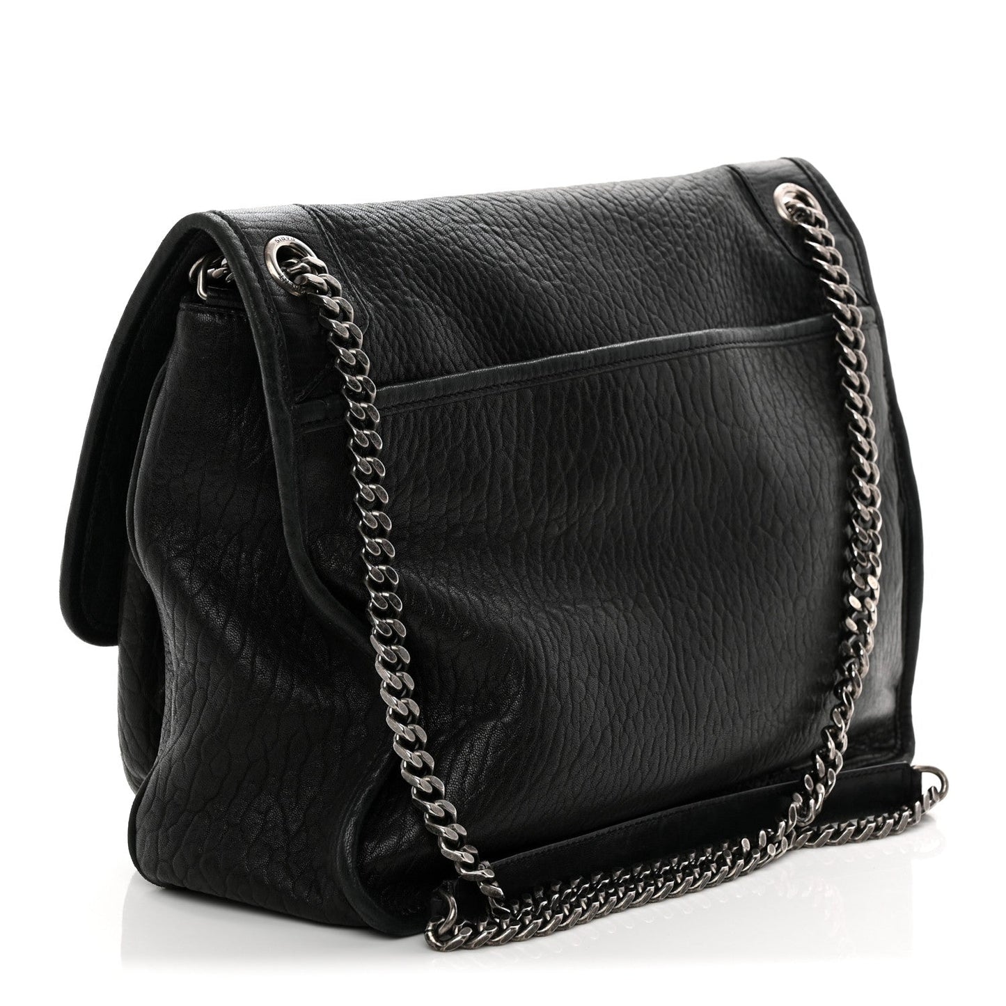 Grained Lambskin Monogram Large Niki Chain Satchel Black