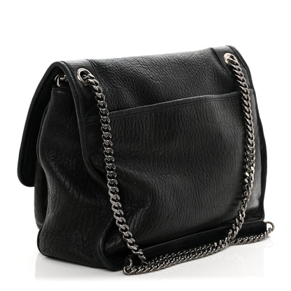 Grained Lambskin Monogram Large Niki Chain Satchel Black