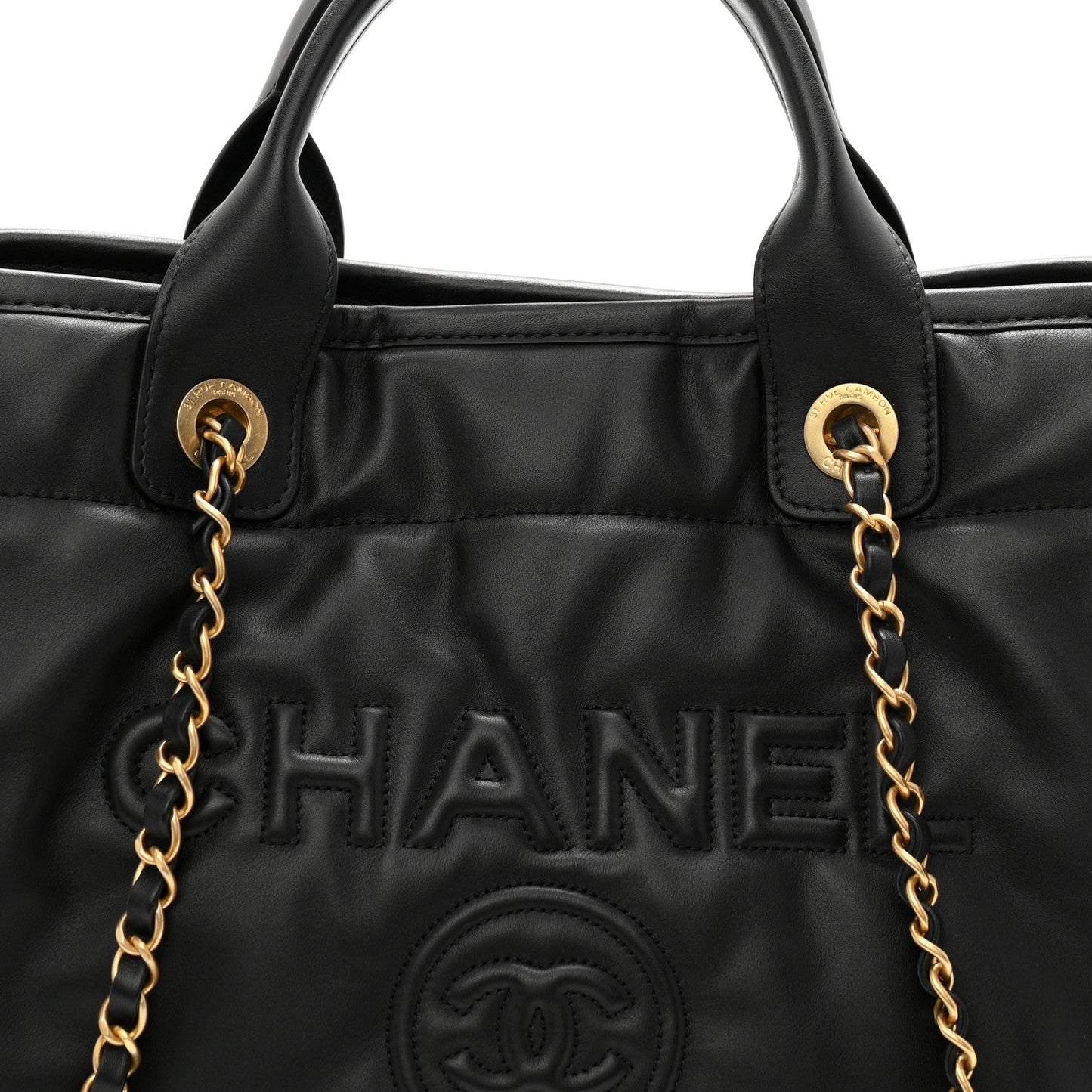Calfskin Small Deauville Tote Black