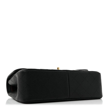Caviar Quilted Jumbo Double Flap Black