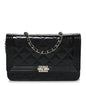 Patent Calfskin Quilted Boy Wallet On Chain WOC Black