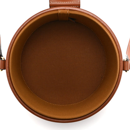 Calfskin Triomphe Canvas Medium Tambour Bag Tan