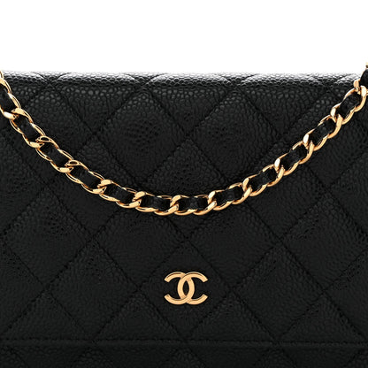 Caviar Quilted Wallet On Chain WOC Black