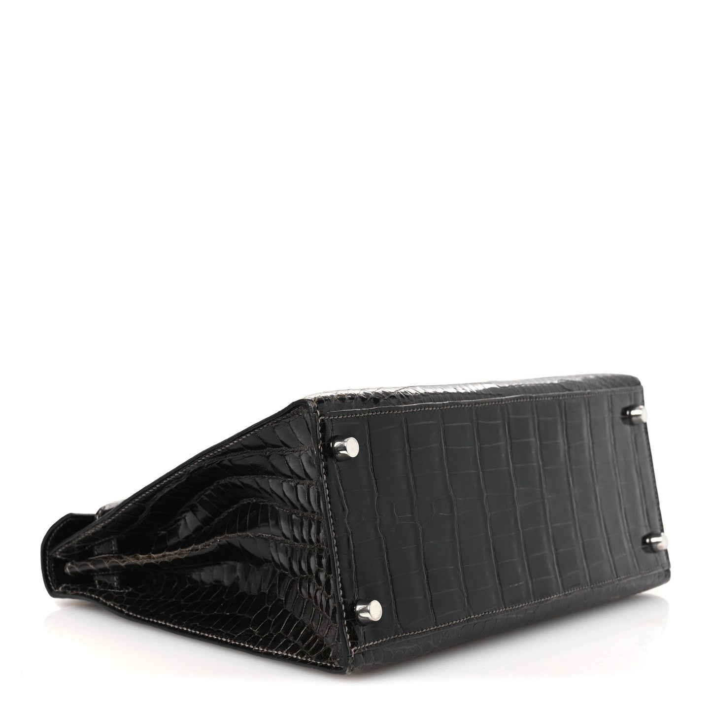 Shiny Porosus Crocodile Kelly Sellier 28 Gris Elephant