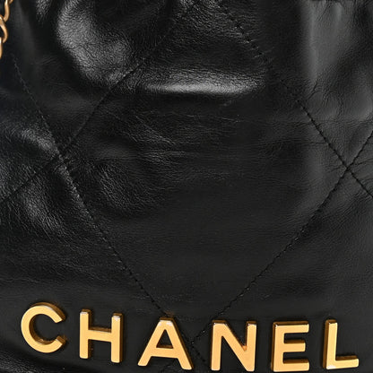 Shiny Calfskin Quilted Mini Chanel 22 Black