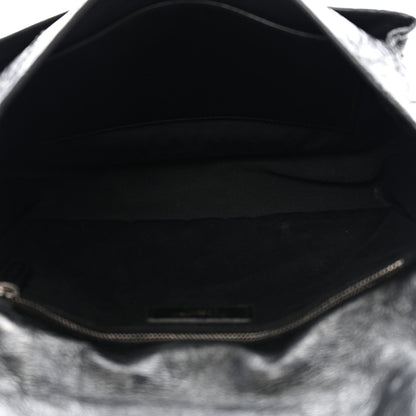 Crinkled Calfskin Matelasse Monogram Medium Niki Chain Satchel Black
