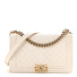 Caviar Quilted New Medium Boy Flap White