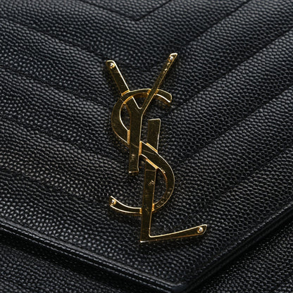 Grain De Poudre Matelasse Chevron Monogram Chain Wallet Black
