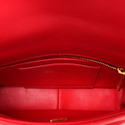 Lambskin Quilted Small Flap Red