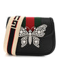 Calfskin Web Crystal Butterfly Stripe Small Totem Shoulder Bag Black