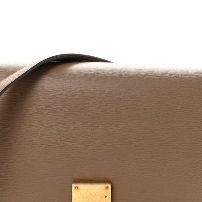 Liege Calfskin Medium Classic Box Flap Bag Taupe