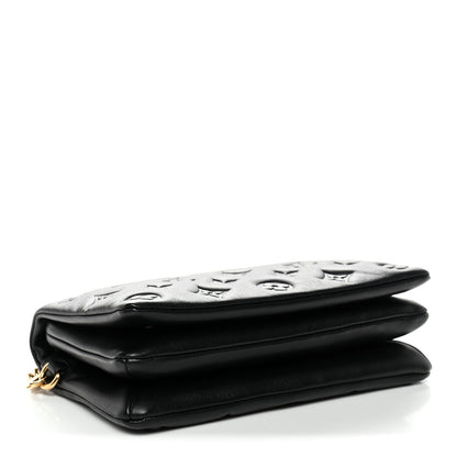 Lambskin Embossed Monogram Pochette Coussin Black