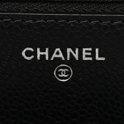 Caviar Quilted Wallet on Chain WOC Black