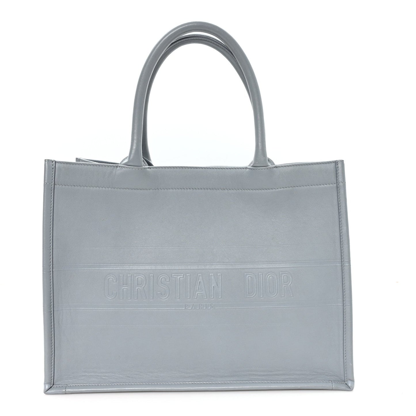 Calfskin Embossed Medium Book Tote Grey