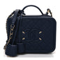 Caviar Quilted Medium CC Filigree Vanity Case Navy