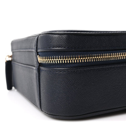 Caviar Quilted Medium CC Filigree Vanity Case Navy