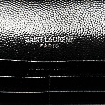 Grain De Poudre Matelasse Chevron Monogram Chain Wallet Black