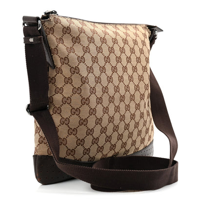 Monogram Calfskin Perforated Medium Flat Messenger Bag Dark Brown