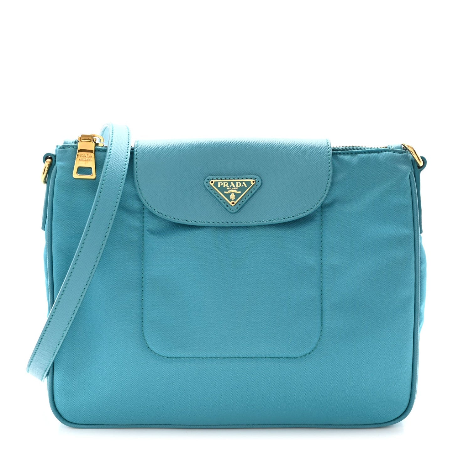 Tessuto Nylon Saffiano Crossbody Bag Turchese