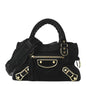 Baby Daim Suede Gold Metallic Edge Hardware Mini City Black